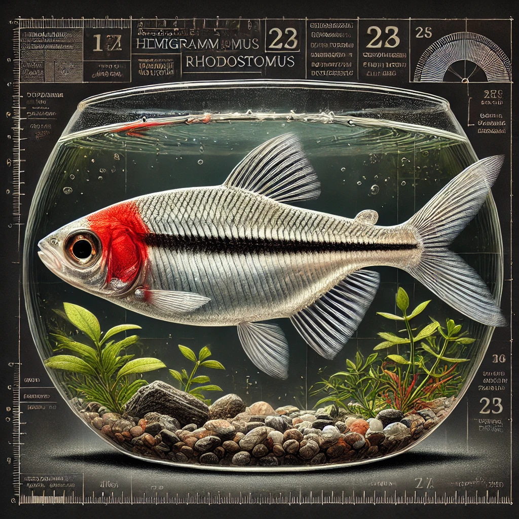 Hemigrammus rhodostomus nas rosu